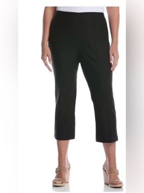 Rafaella Women's Black Cropped Pintuck Pants 4 Black